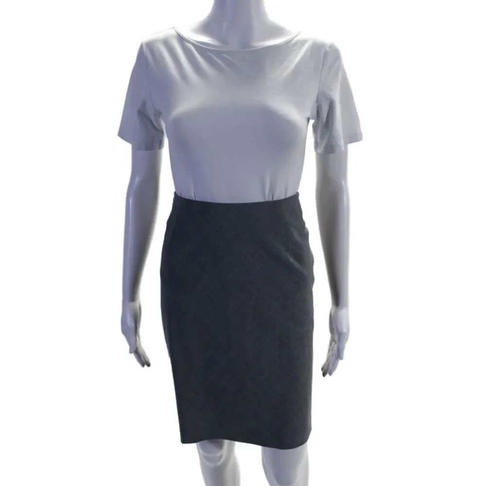 Theory Womens Wool Knee Length Unlined Pencil Skirt Gray Size 8